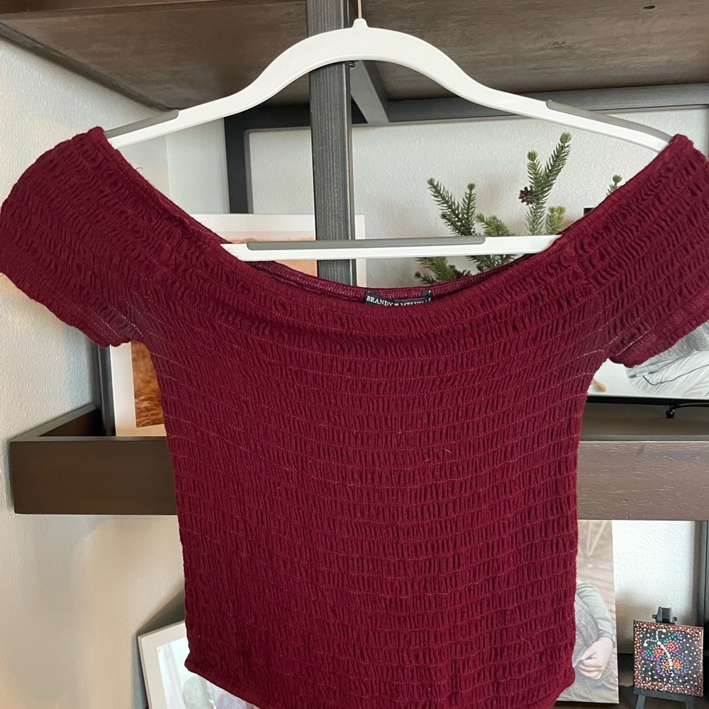 Brandy Melville Off-Shoulder Maroon Sweater